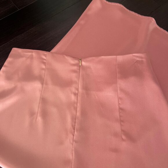 Champagne Pink Silk Maxi Skirt - Picture 3 of 3